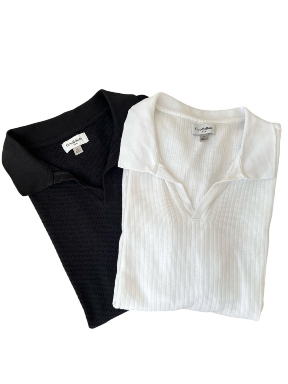 Goodfellow Textured Knit Short Sleeve Polos XL Set of 2 White and Black